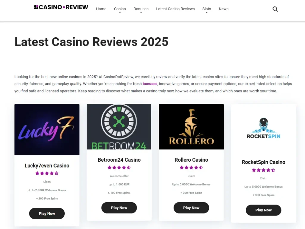 Casino Dot Review Affiliate Website is open for partnerships with top affiliate programs!